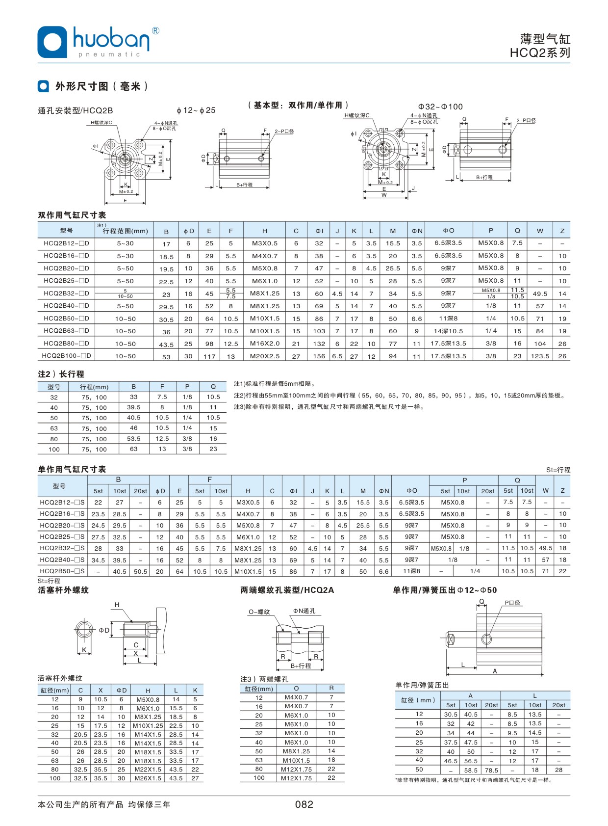 HCQ2薄型气缸，标准型